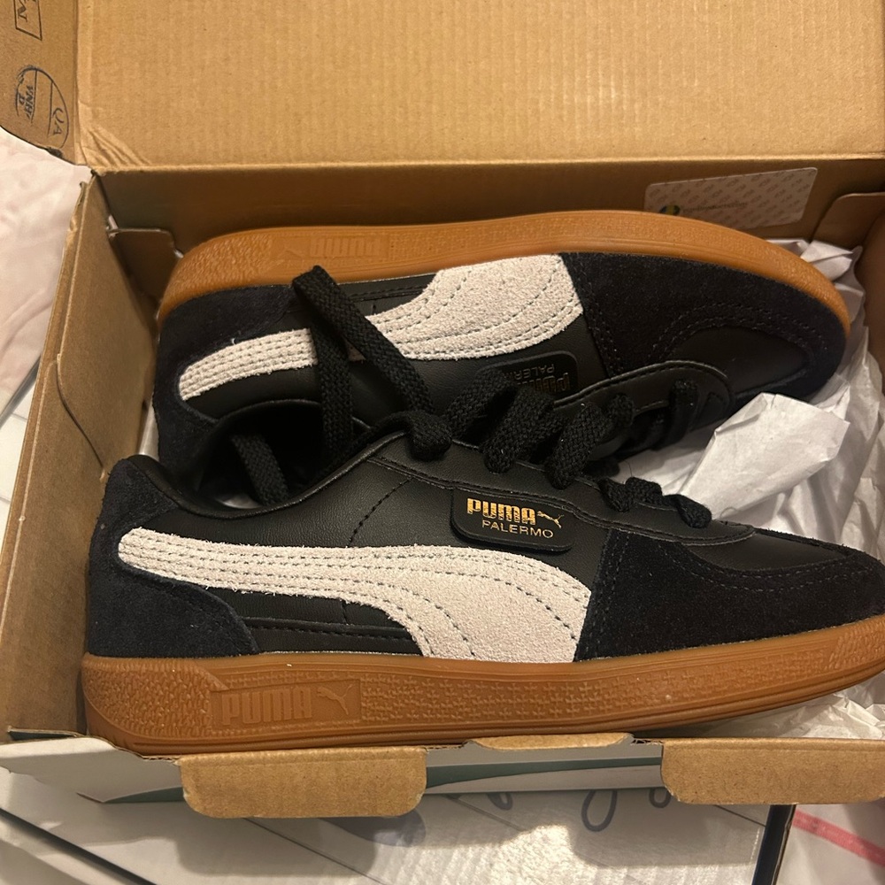 Puma Palermo Black Leather Sneakers